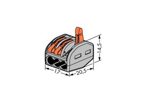 Miniatuur van Wago lasklem 3-voudig 2,5mm2 met hendels per 50 stuks (222-413)