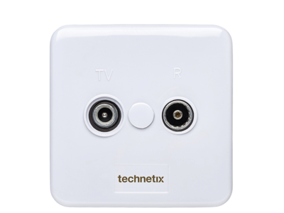 Miniatuur van Technetix TV stopcontact opbouw 2-voudig wit (11200200)