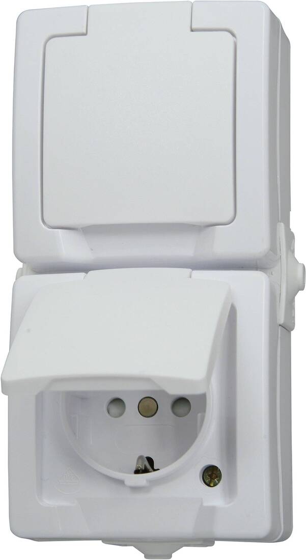 Miniatuur van Kopp NAUTIC stopcontact ip44 verticaal met randaarde 2-voudig opbouw wit