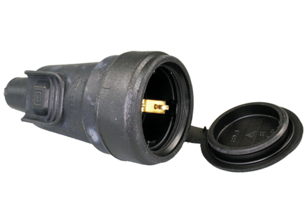 Miniatuur van Kopp contrastekker rubber met klep stekker vergrendeling zwart per 10 stuks