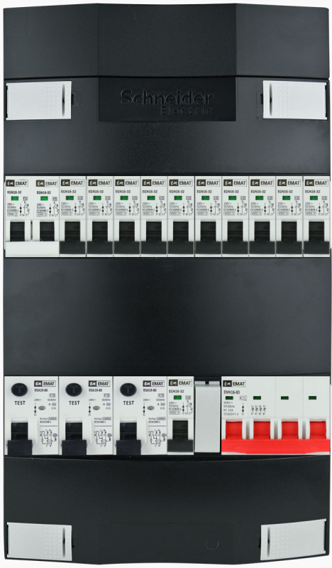 Miniatuur van EMAT Schneider groepenkast 11 groepen + fornuis 3 fase 220x380 (BxH) 