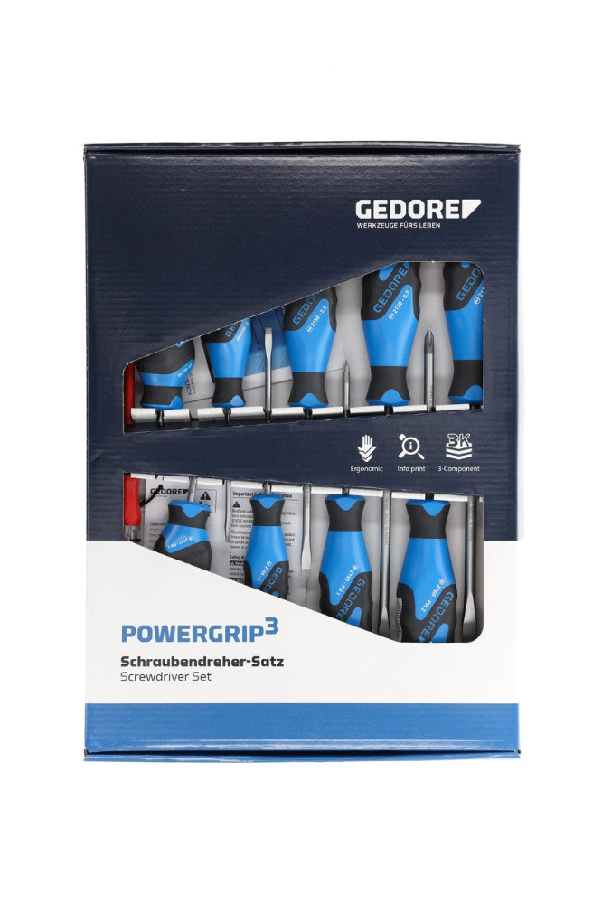 Miniatuur van GEDORE 3-comp schroevendraaierset SL+PH met spanningszoeker 10-delig (2150-2160 PH-010)