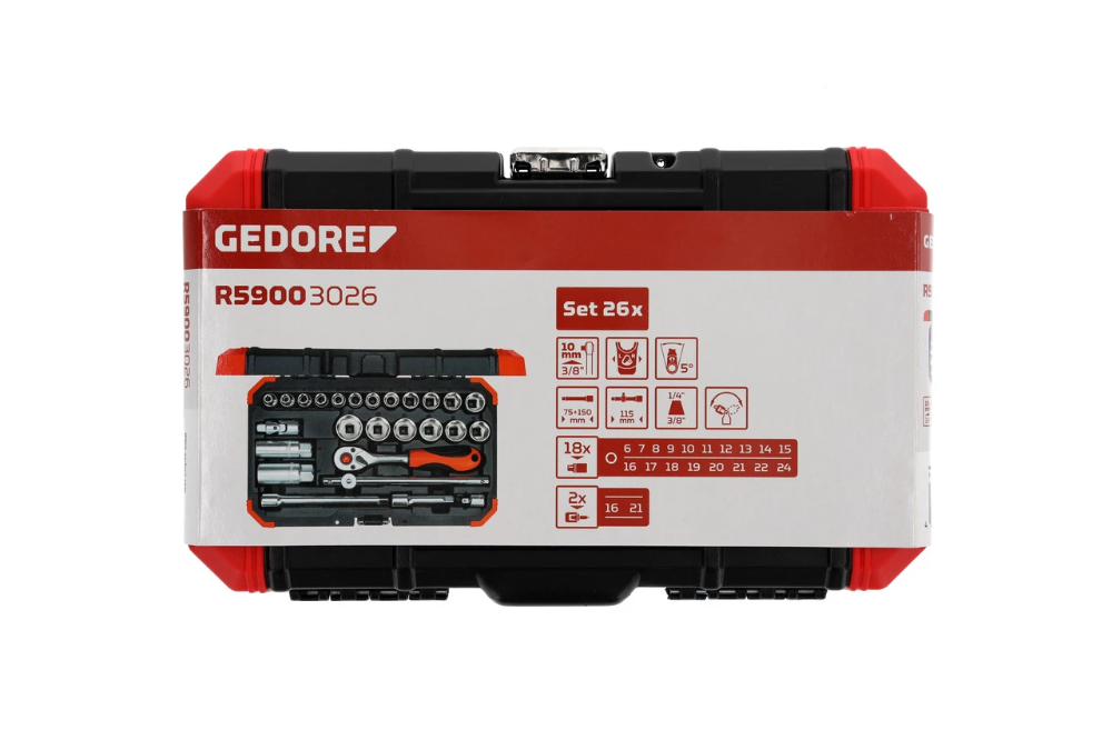 Miniatuur van GEDORE RED dopsleutelset 3/8" 6-24mm 26-delig (R59003026)