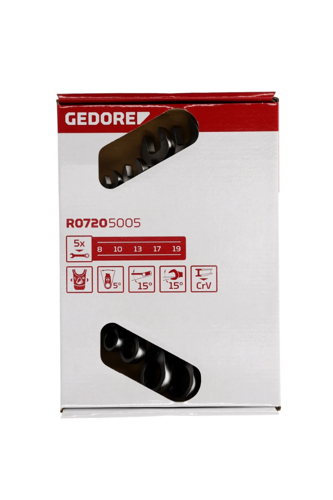 Miniatuur van GEDORE RED ringsratel steeksleutelset omkeerbaar 8-19mm 5-delig (R07205005)