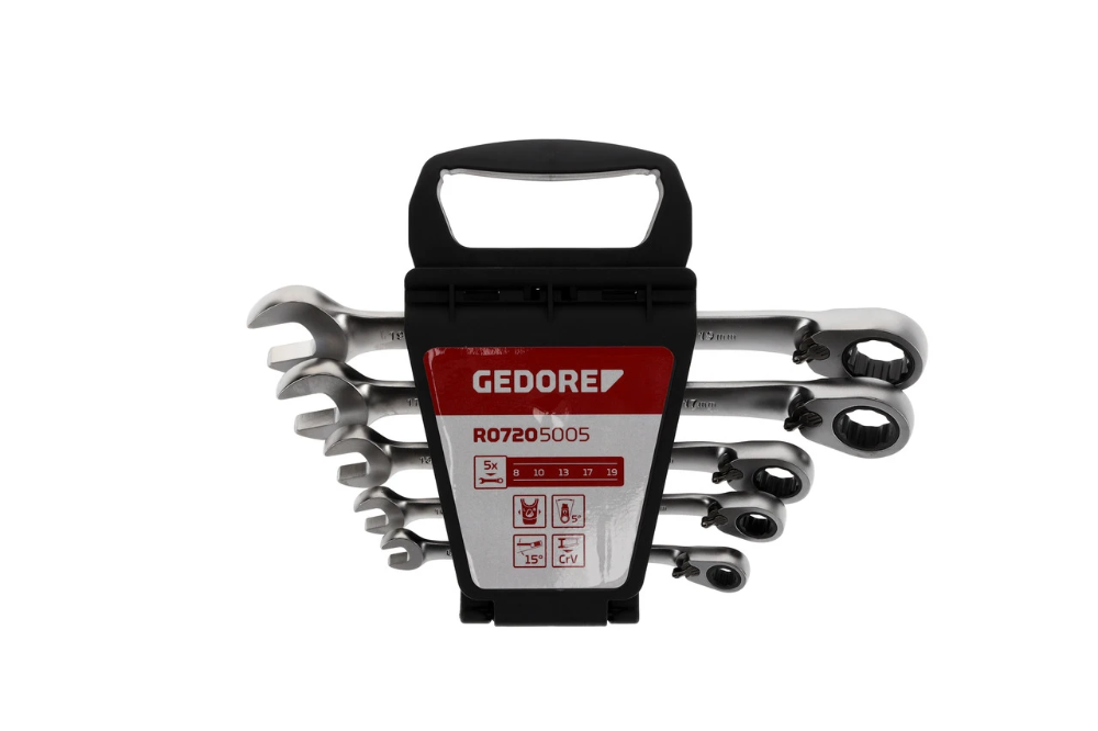 Miniatuur van GEDORE RED ringsratel steeksleutelset omkeerbaar 8-19mm 5-delig (R07205005)