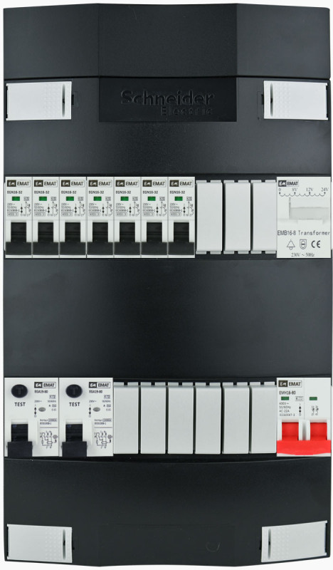 Miniatuur van EMAT Schneider groepenkast 7 groepen + beltrafo 1 fase 220x380 (BxH) 