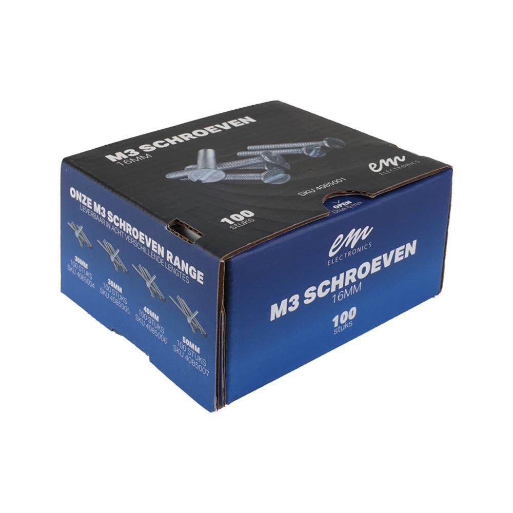 Miniatuur van EMhub M3 schroef platkop verzinkt DIN963-4.8 M3X16 per 100 stuks