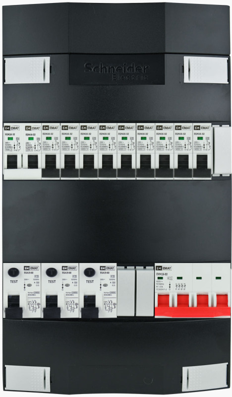 Miniatuur van EMAT Schneider groepenkast 9 groepen + fornuis 3 fase 220x380 (BxH) 