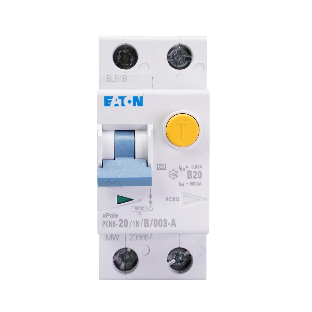 Miniatuur van Eaton aardlekautomaat B20 30mA 1-fase (1P+N) 6kA (236667)