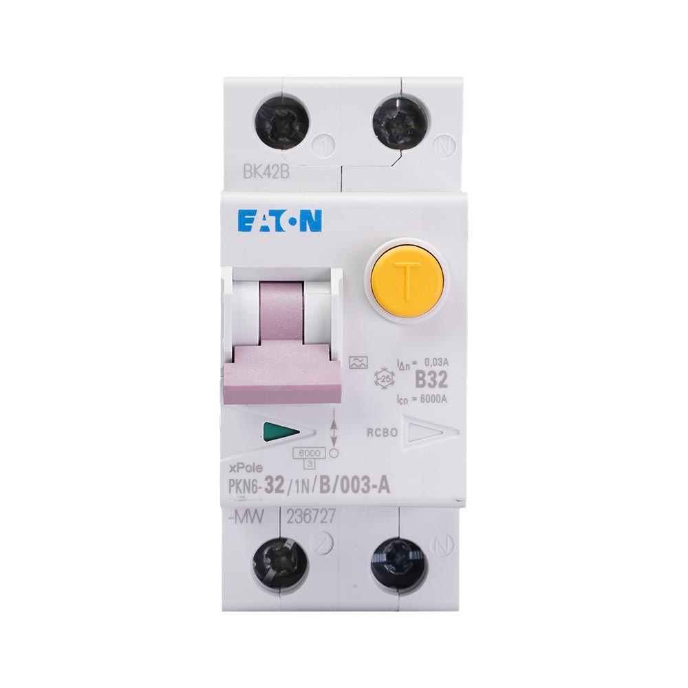 Miniatuur van Eaton aardlekautomaat 1-polig+nul 32A B-kar (PKN6-32/1N/B/003-A-MW)