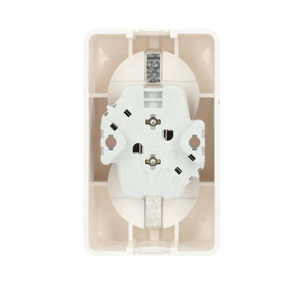 Miniatuur van JUNG AP600 wandcontactdoos 2-voudig met randaarde crème wit