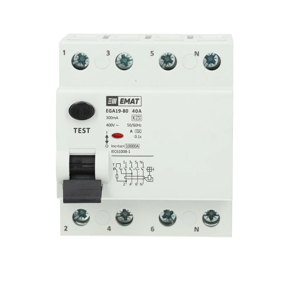 Miniatuur van EMAT aardlekschakelaar 4-polig 40A 300mA type A (85002006)