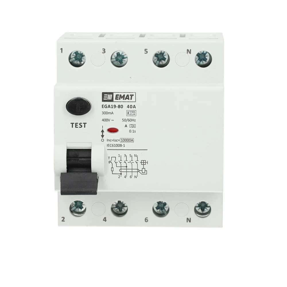 Miniatuur van EMAT aardlekschakelaar 4-polig 40A 300mA type A (85002006)