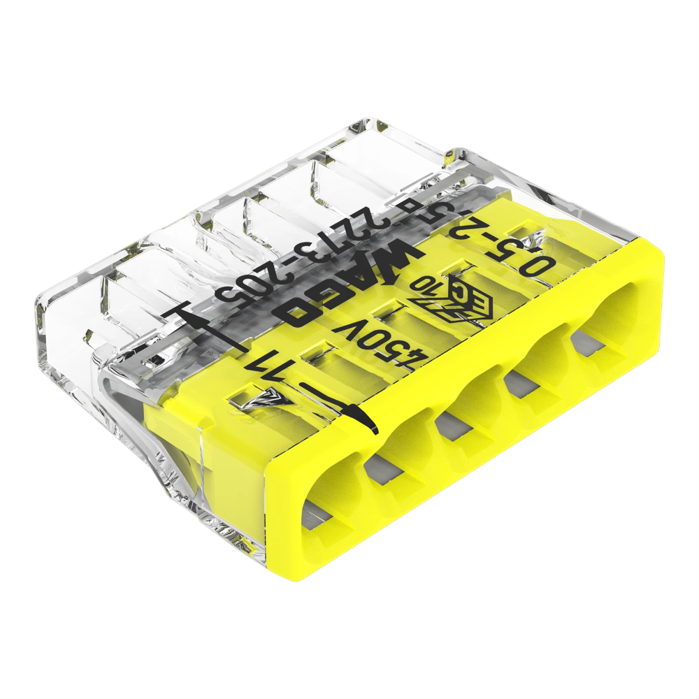 Miniatuur van Wago lasklem 5-voudig 0,5-2,5mm2 geel per 100 stuks (2273-205)
