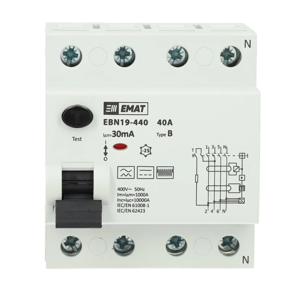 Miniatuur van EMAT aardlekschakelaar 4-polig 40A 30mA type B (85002011)