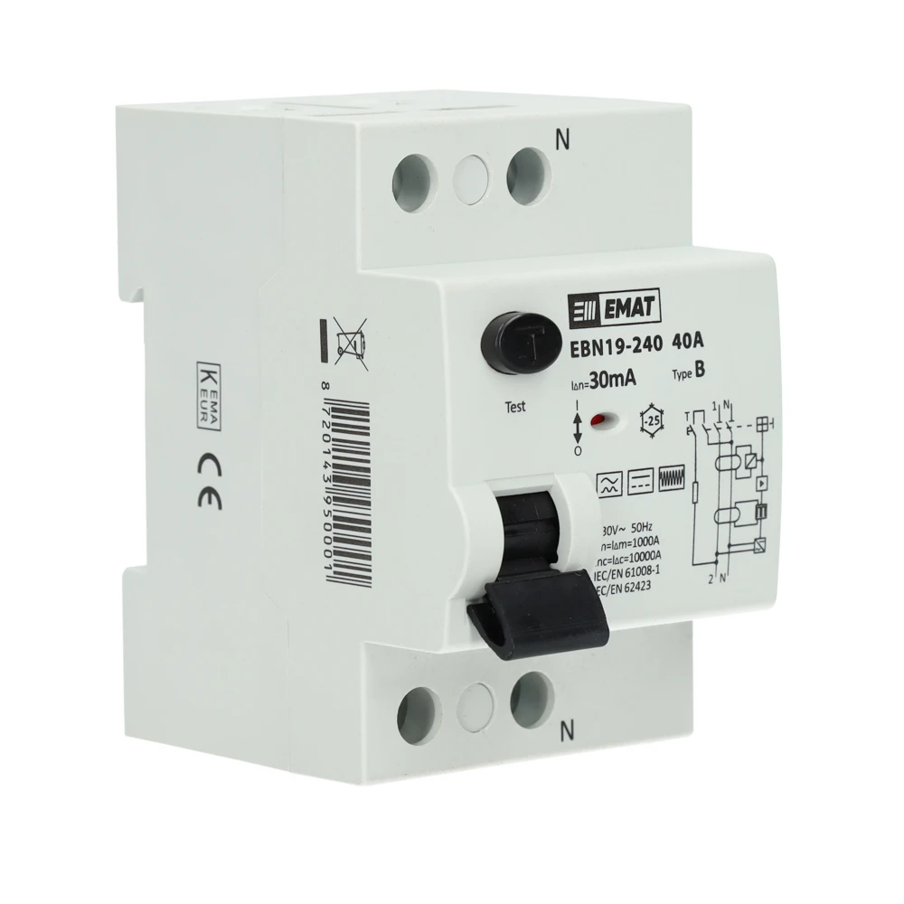 Miniatuur van EMAT aardlekschakelaar 2-polig 40A 30mA type B (85002010)