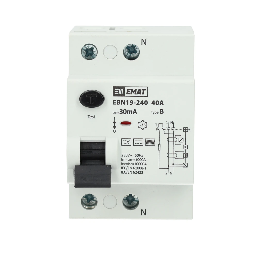 Miniatuur van EMAT aardlekschakelaar 2-polig 40A 30mA type B (85002010)