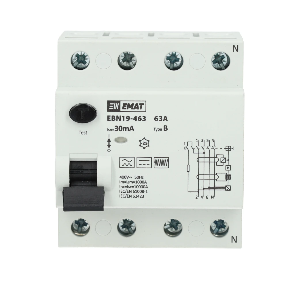 Miniatuur van EMAT aardlekschakelaar 4-polig 63A 30mA type B (85002012)