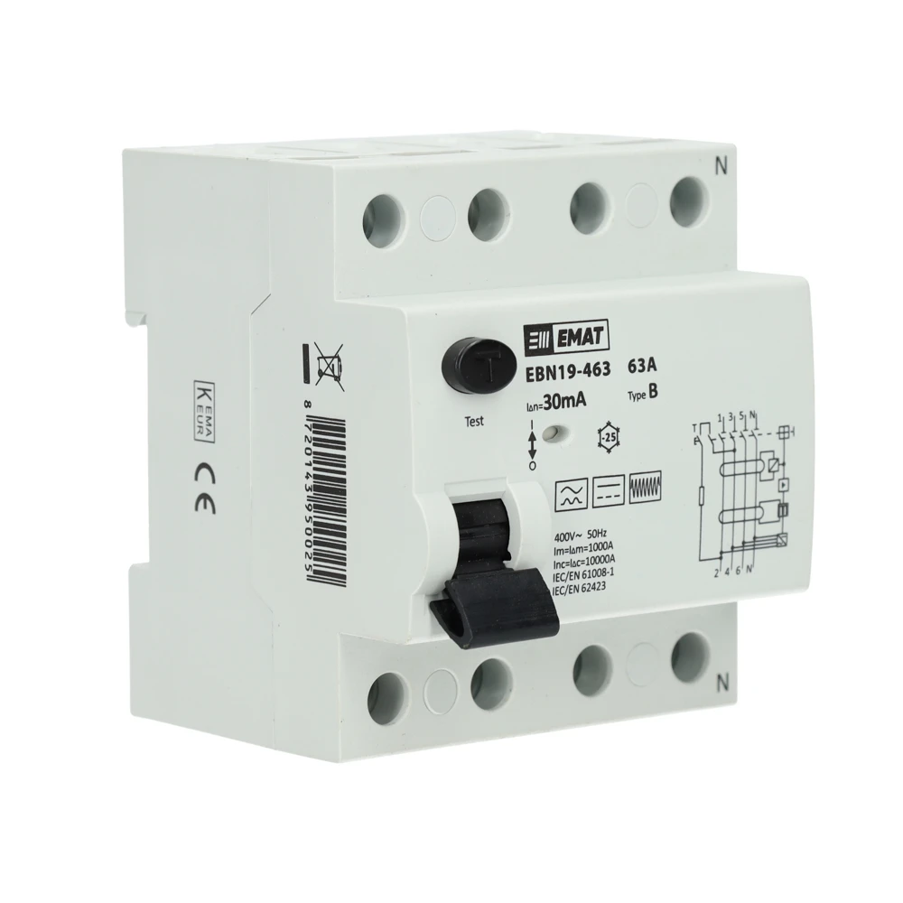 Miniatuur van EMAT aardlekschakelaar 4-polig 63A 30mA type B (85002012)
