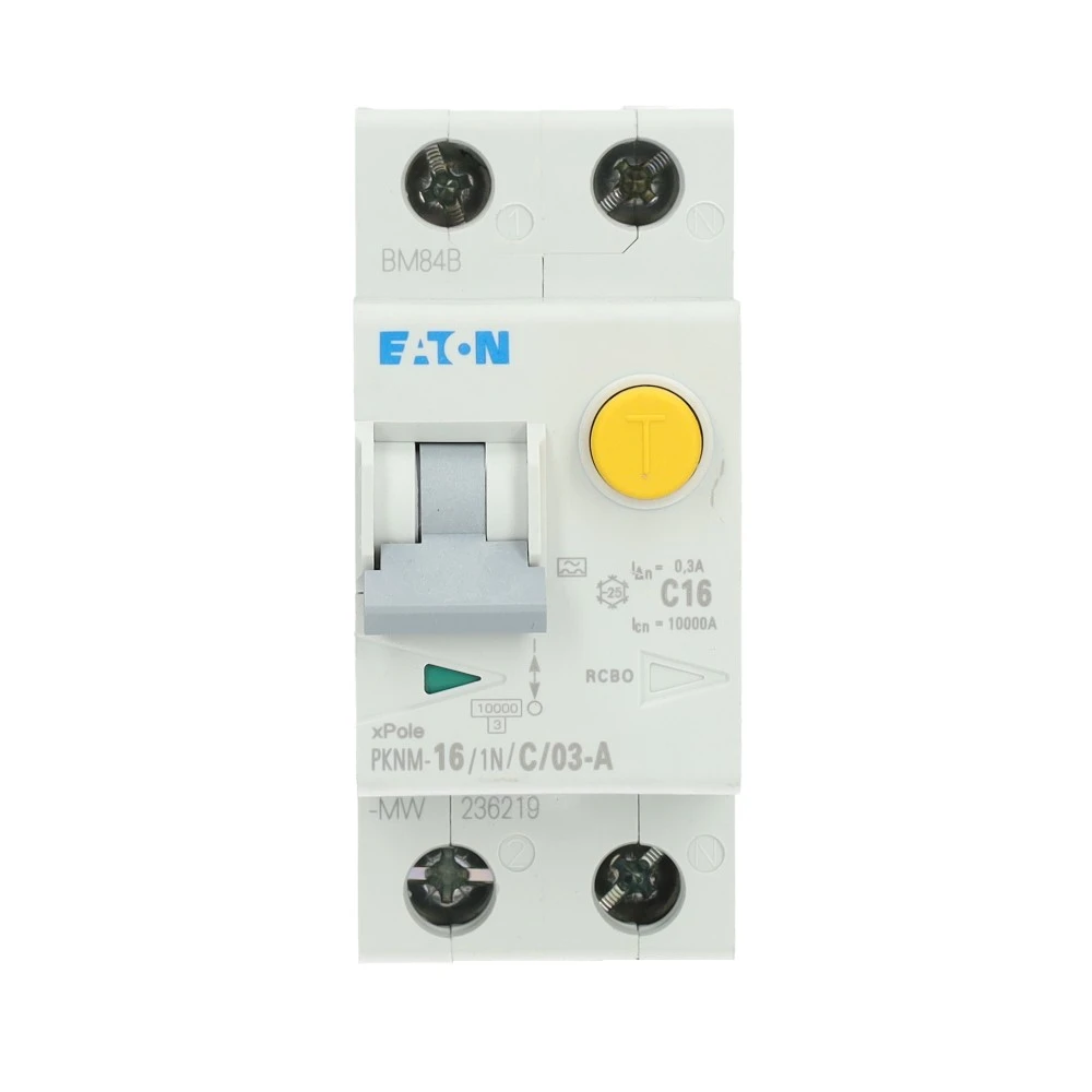 Miniatuur van Eaton aardlekautomaat 1-polig+nul 16A C-kar 300mA (PKNM-16/1N/C/03-A-MW)