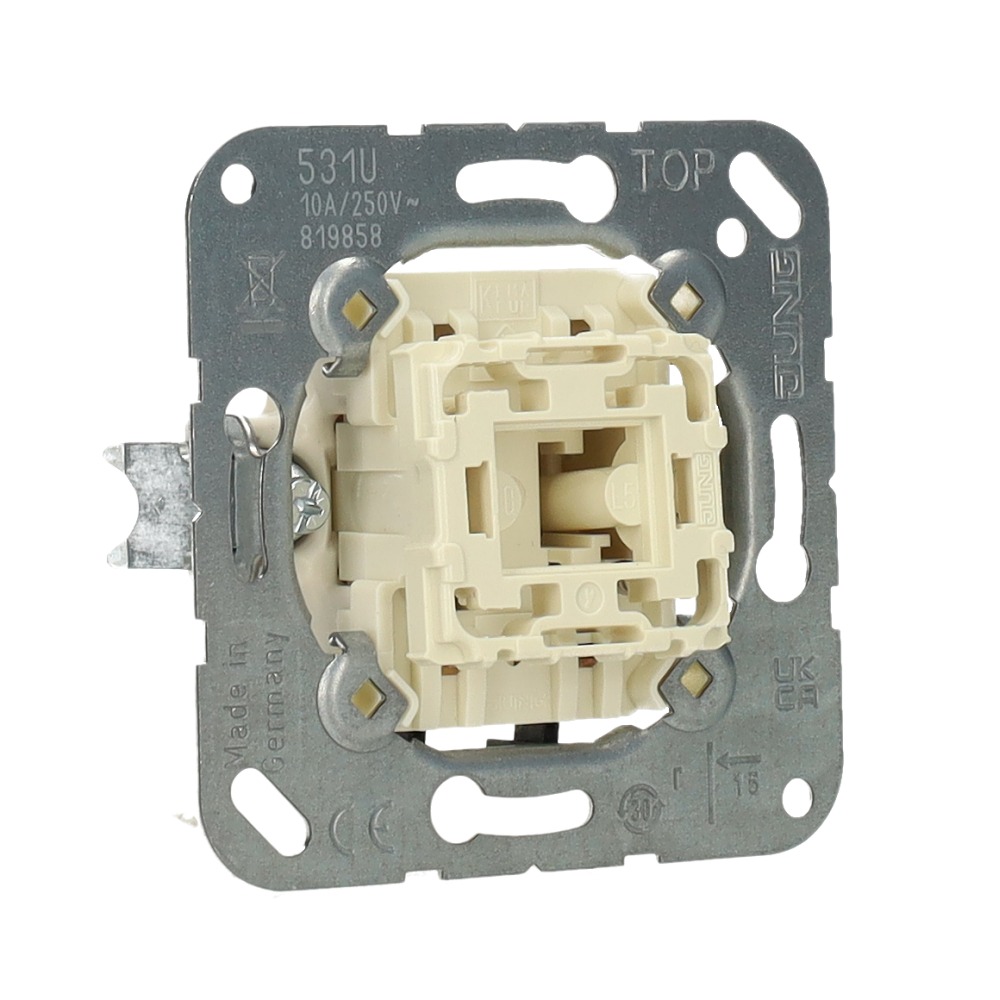 Miniatuur van JUNG sokkel impulsdrukker 1P met maakcontact (531EU)