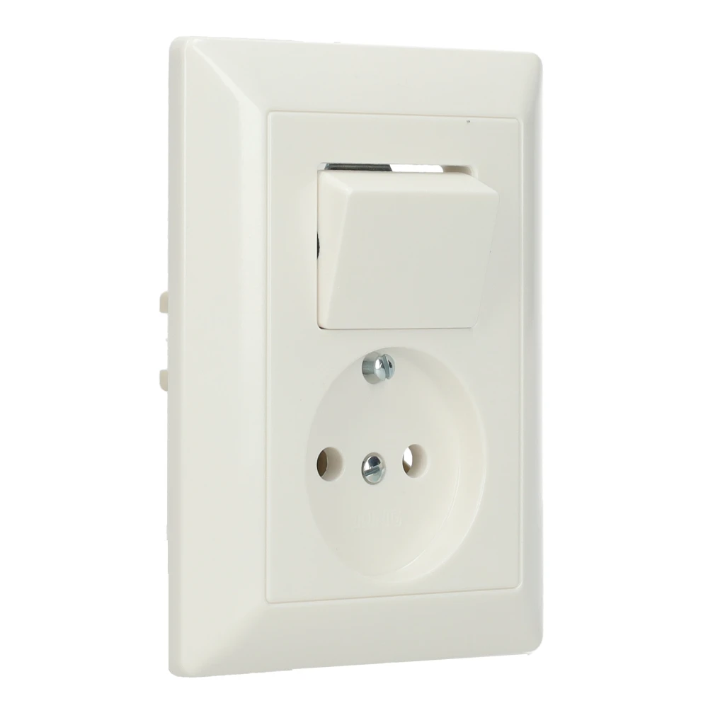 Miniatuur van JUNG combinatie schakelaar/wandcontactdoos zonder beschermingscontact  - as500 alpine wit (AS5546EUWW)