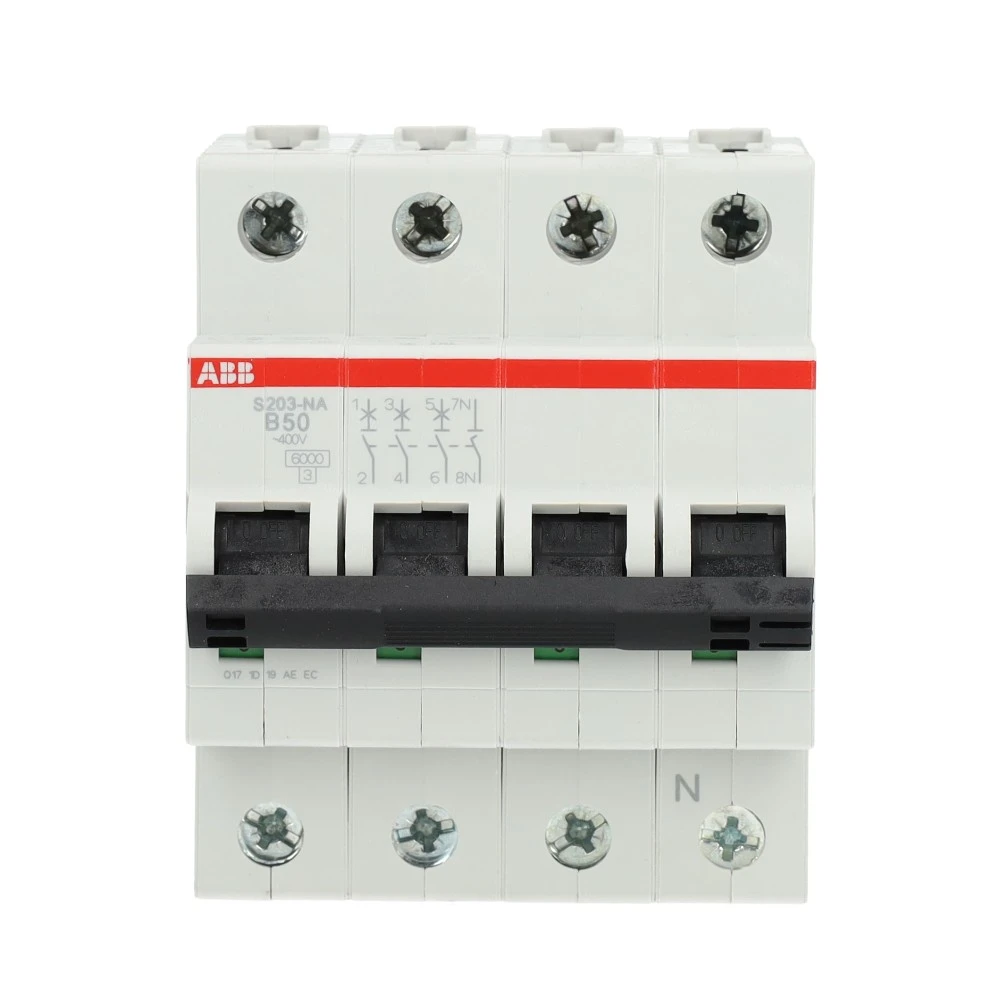 Miniatuur van ABB installatieautomaat 3-polig + nul 50A B-kar (S203-B50NA)