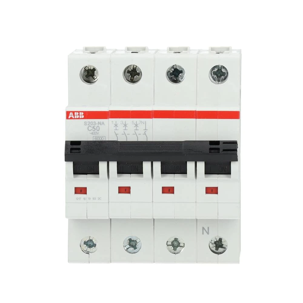 Miniatuur van ABB installatieautomaat 3-polig + nul 50A C-kar (S203-C50NA)