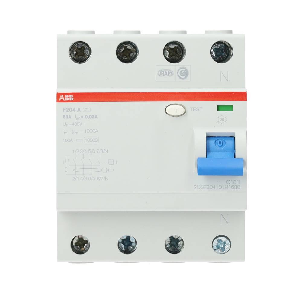 Miniatuur van ABB aardlekschakelaar 4p 63A 30mA (F204 A-63/0.03)