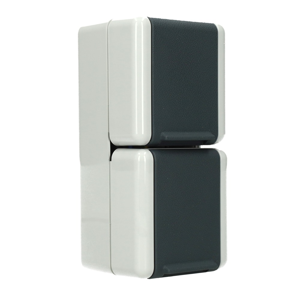 Miniatuur van JUNG opbouw stopcontact 2-voudig verticaal met onderkast 16A IP44 - WG800 grijs (822W)