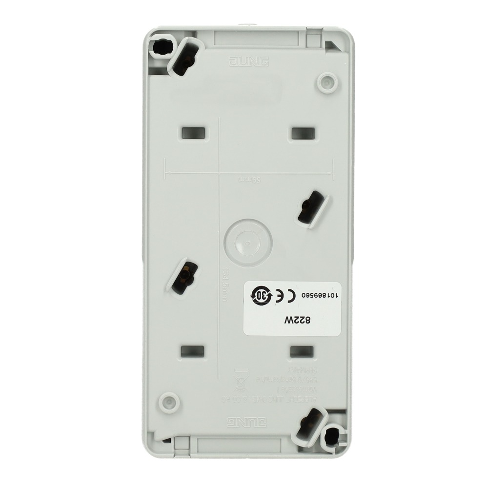 Miniatuur van JUNG opbouw stopcontact 2-voudig verticaal met onderkast 16A IP44 - WG800 grijs (822W)