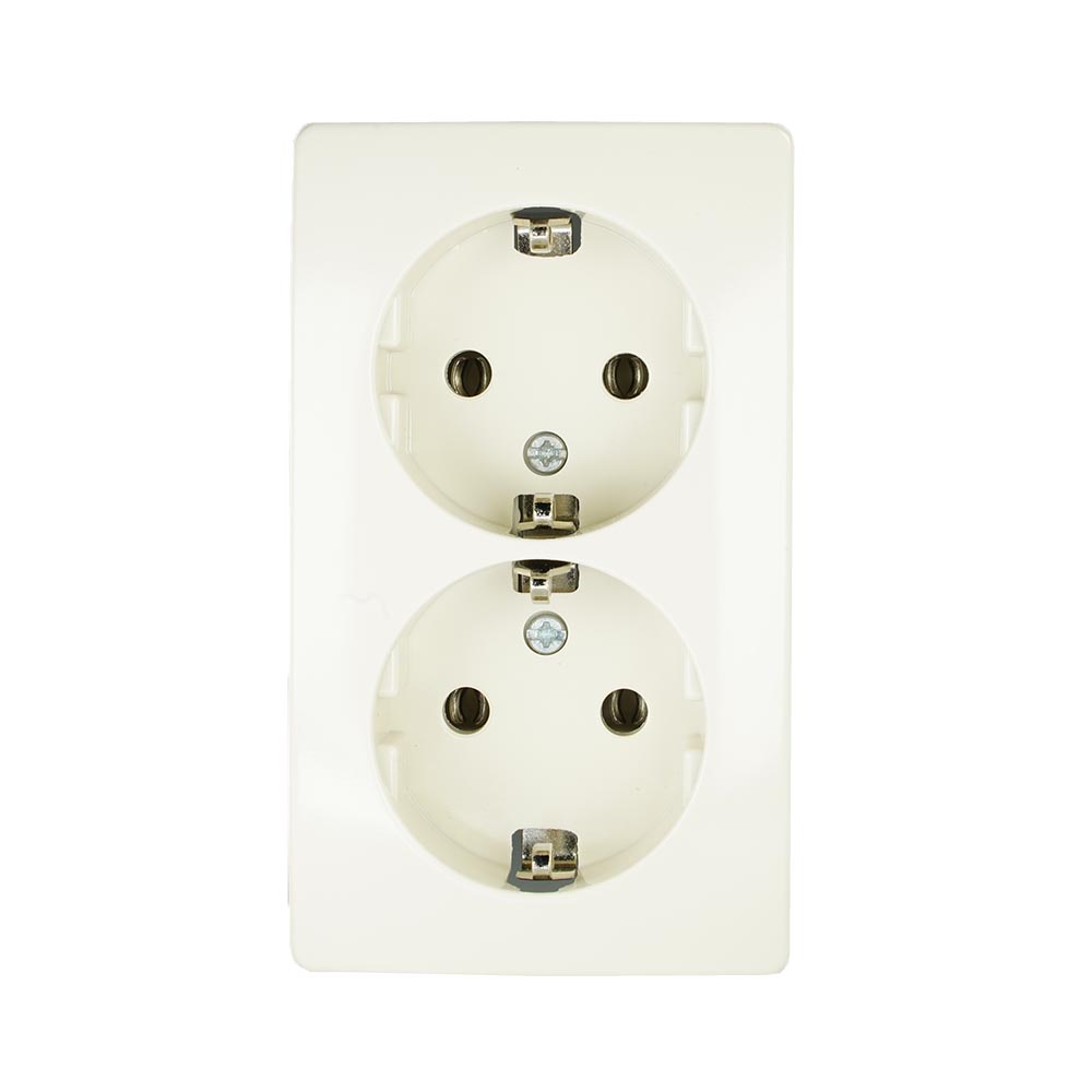 Miniatuur van PEHA opbouw stopcontact met randaarde 2 voudig - crème wit (H 6602)