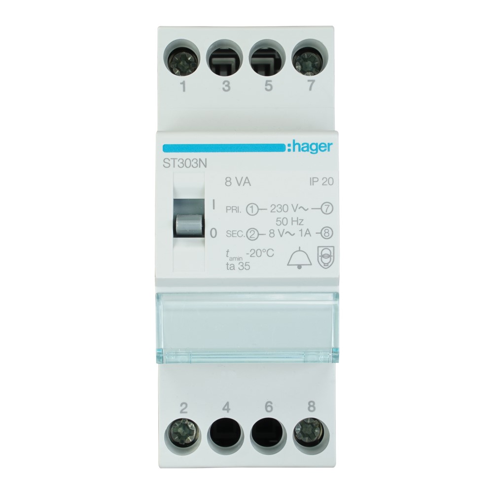 Miniatuur van Hager beltrafo 8V 1A (ST303N)