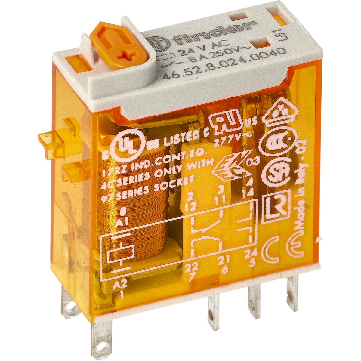 Miniatuur van Finder relais 2 wisselcontacten 8A 24V AC (46.52.8.024.0040)