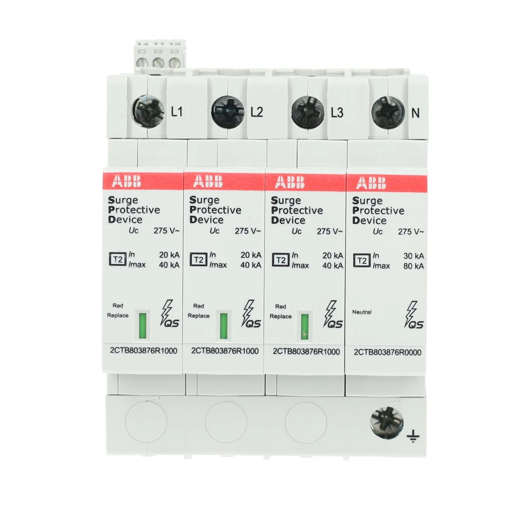 Miniatuur van ABB overspanningsbeveiliging type 2 3-polig+nul met meldcontact (OVR T2 3N 40-275 P TS QS)