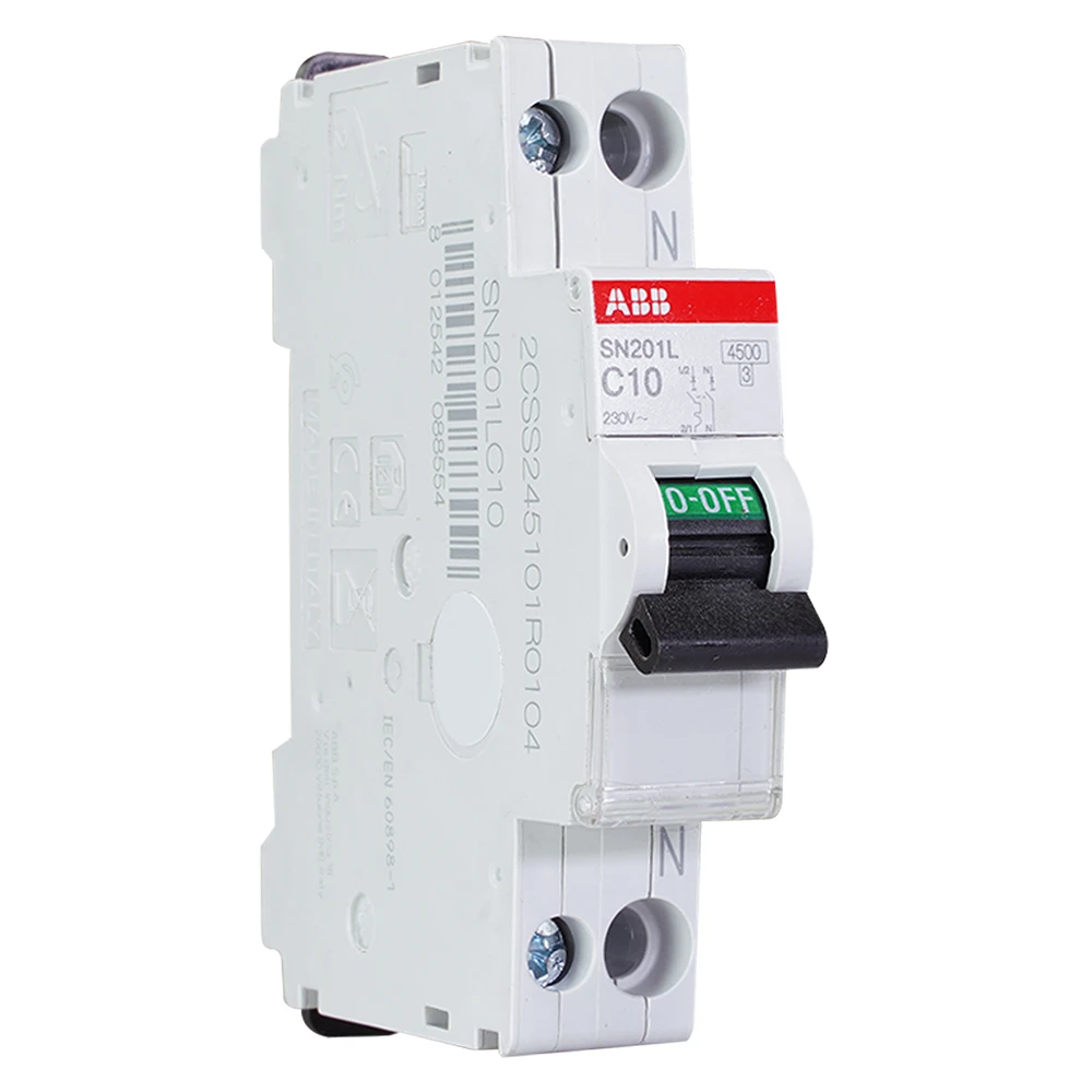 Miniatuur van ABB installatieautomaat 1-polig+nul 10A C-kar (SN201 L-C10)