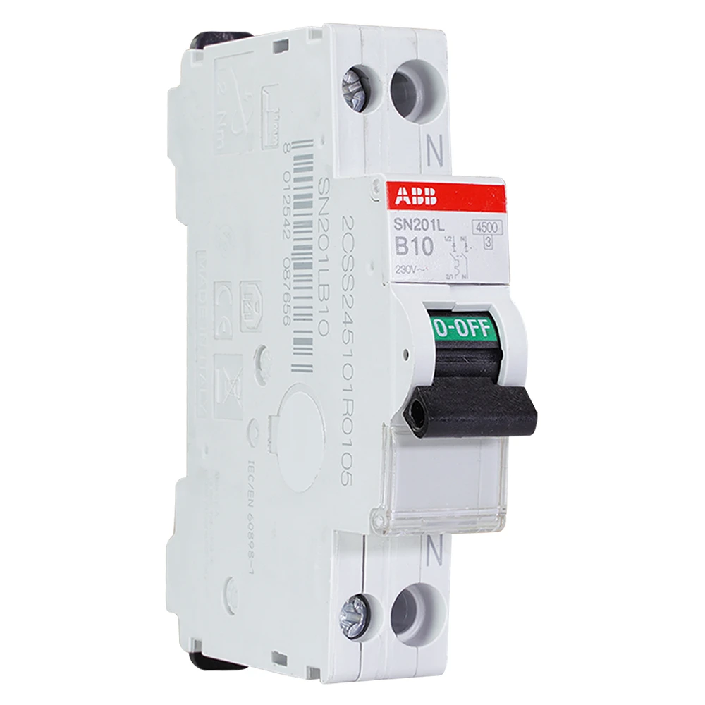 Miniatuur van ABB installatieautomaat 1-polig+nul 10A B-kar (SN201 L-B10)