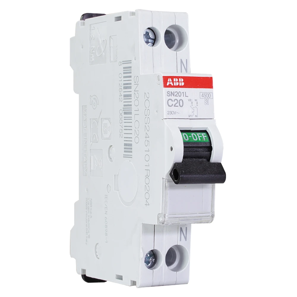 Miniatuur van ABB installatieautomaat 1-polig+nul 20A C-kar (SN201 L-C20)
