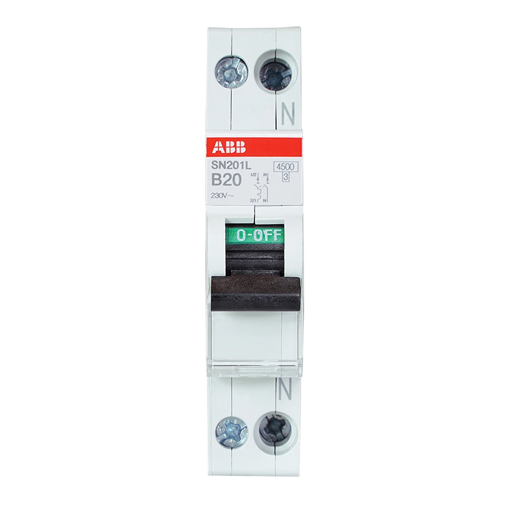 Miniatuur van ABB installatieautomaat 1-polig+nul 20A B-kar (SN201 L-B20)