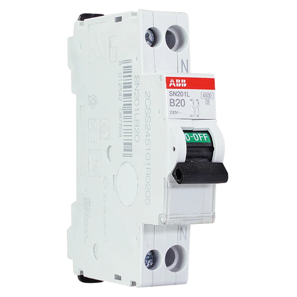Miniatuur van ABB installatieautomaat 1-polig+nul 20A B-kar (SN201 L-B20)