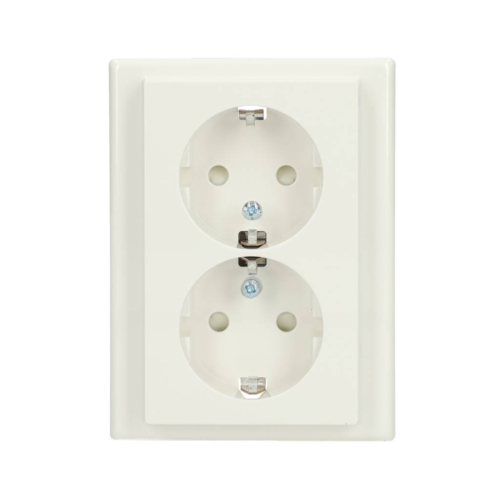 Miniatuur van Merten by Schneider Electric stopcontact 2-voudig met randaarde en kinderbeveiliging SCHUKO - M-Smart polarwit (MTN2420-1419)