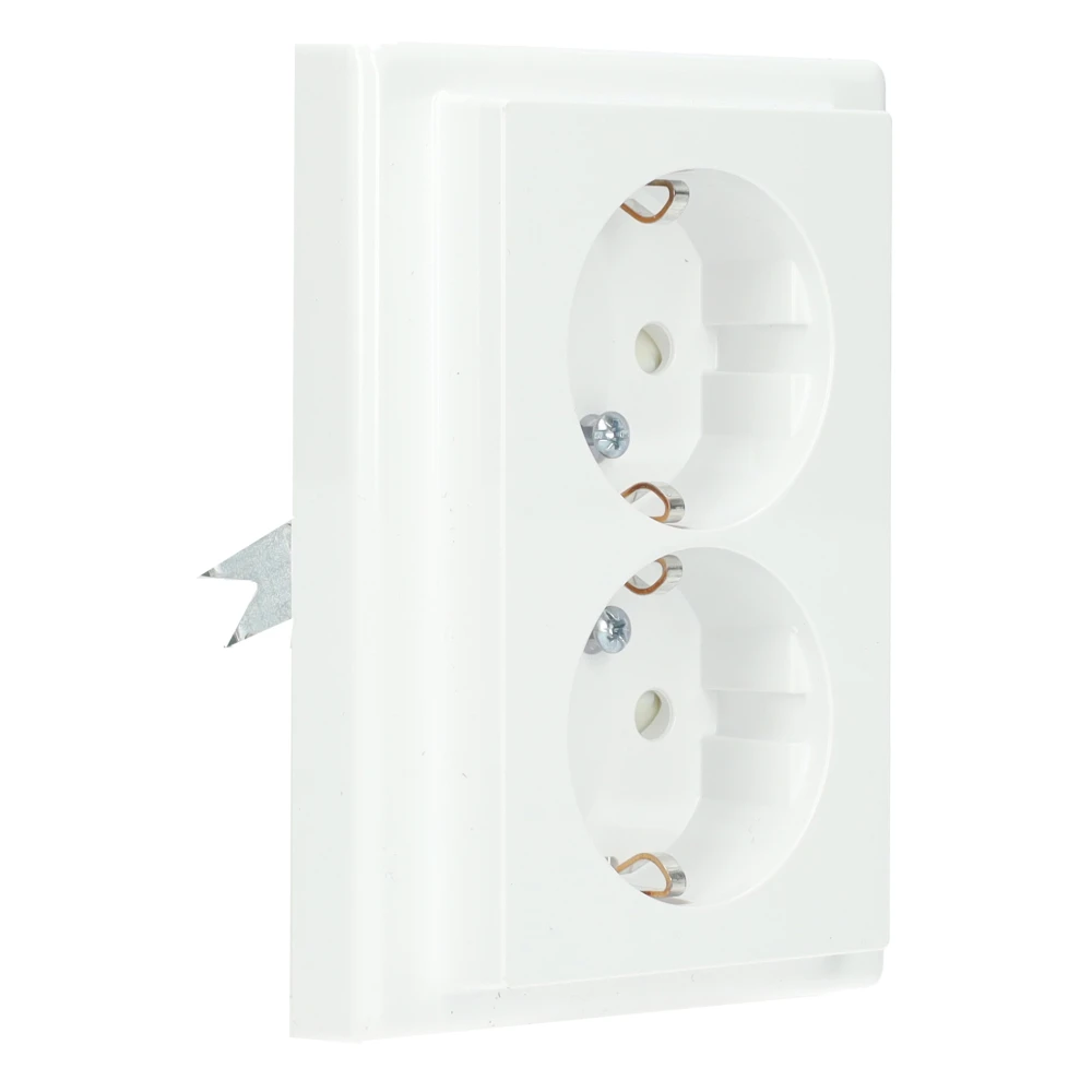 Miniatuur van Merten by Schneider Electric stopcontact 2-voudig met randaarde en kinderbeveiliging SCHUKO - M-Smart actief glanzend wit (MTN2420-1425)