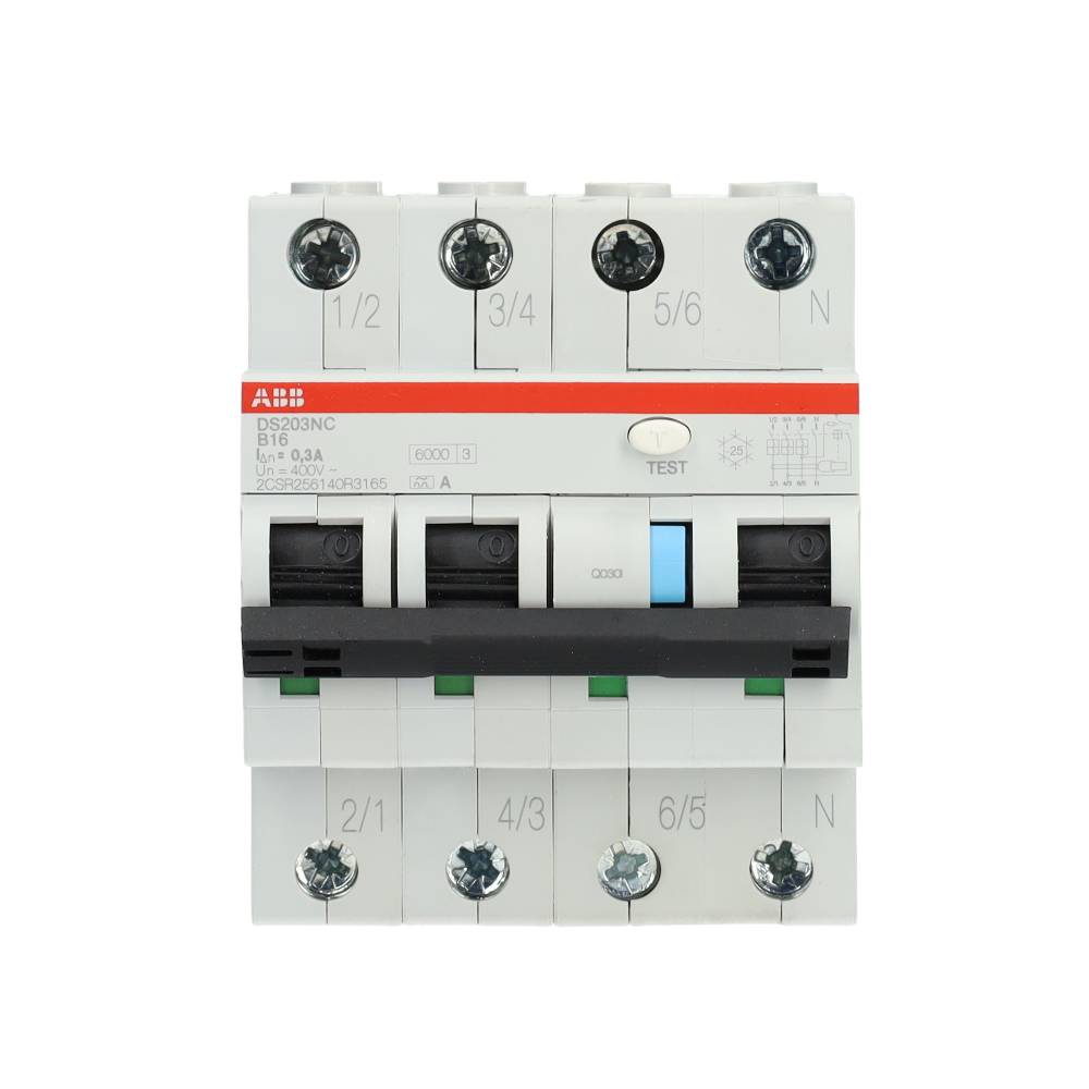 Miniatuur van ABB aardlekautomaat 3-polig+nul 16A B-kar 300mA (DS203NC B16 A300)