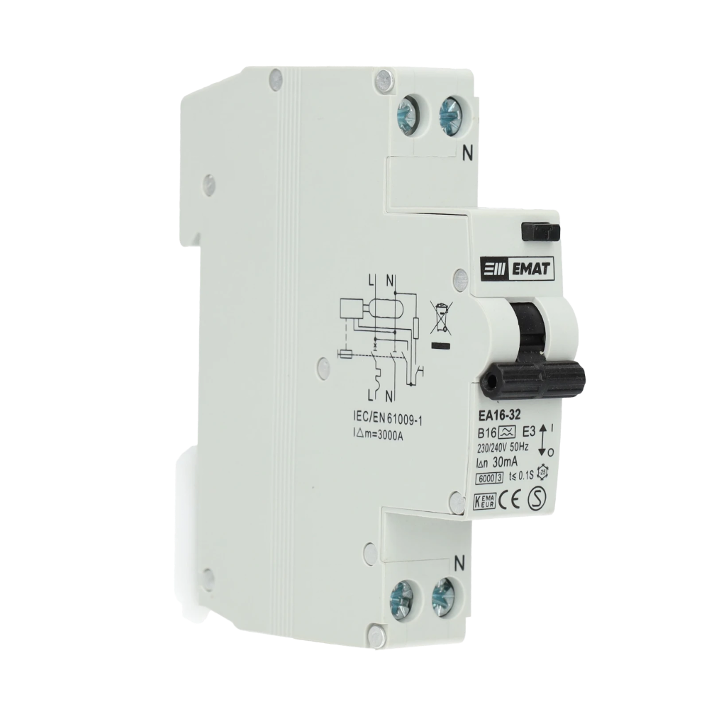 Miniatuur van EMAT aardlekautomaat B16 30mA 1-fase (1P+N) 6kA (85006004)