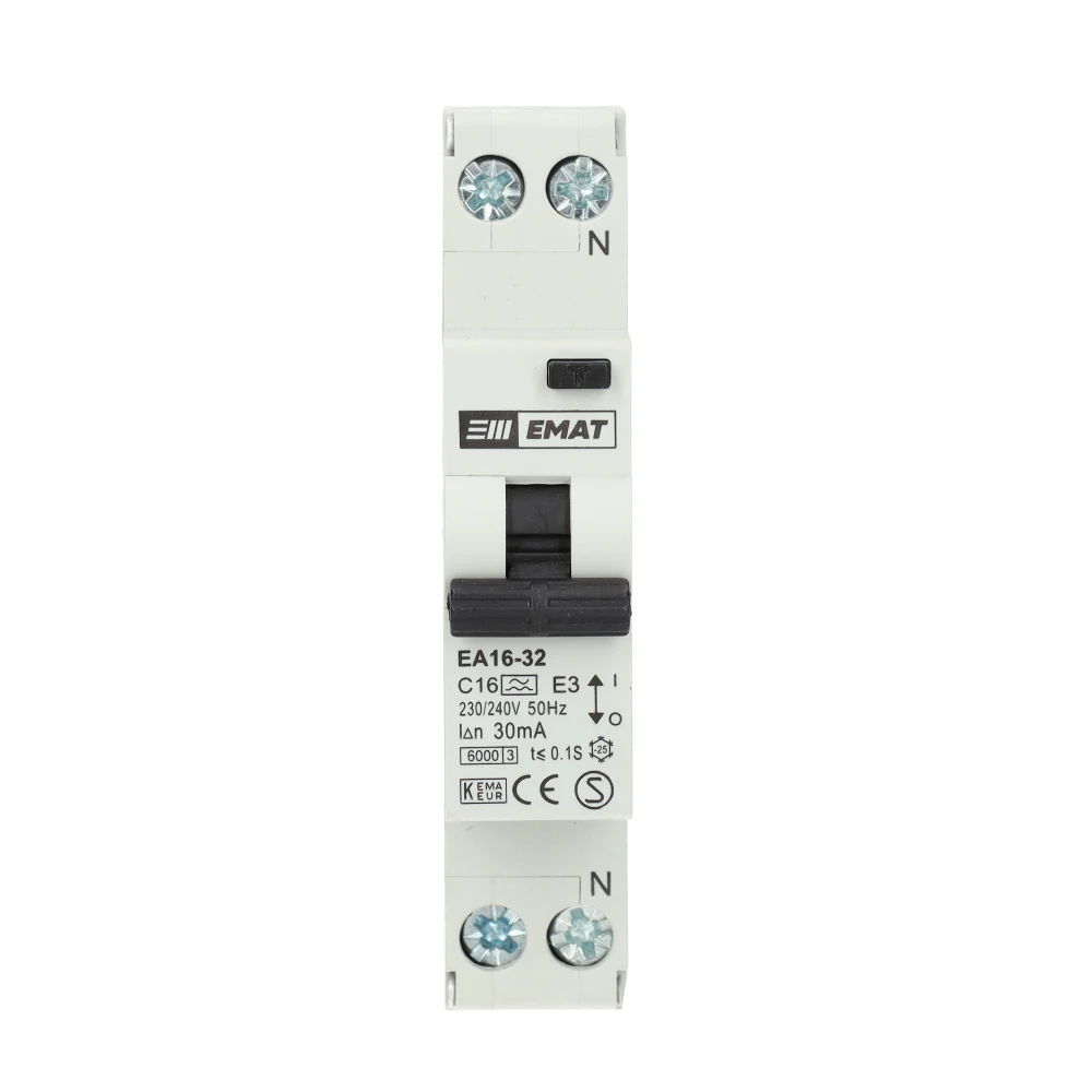 Miniatuur van EMAT aardlekautomaat C16 30mA 1-fase (1P+N) 6kA (85006005)