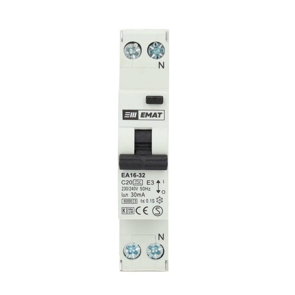 Miniatuur van EMAT aardlekautomaat C20 30mA 1-fase (1P+N) 6kA (85006007)