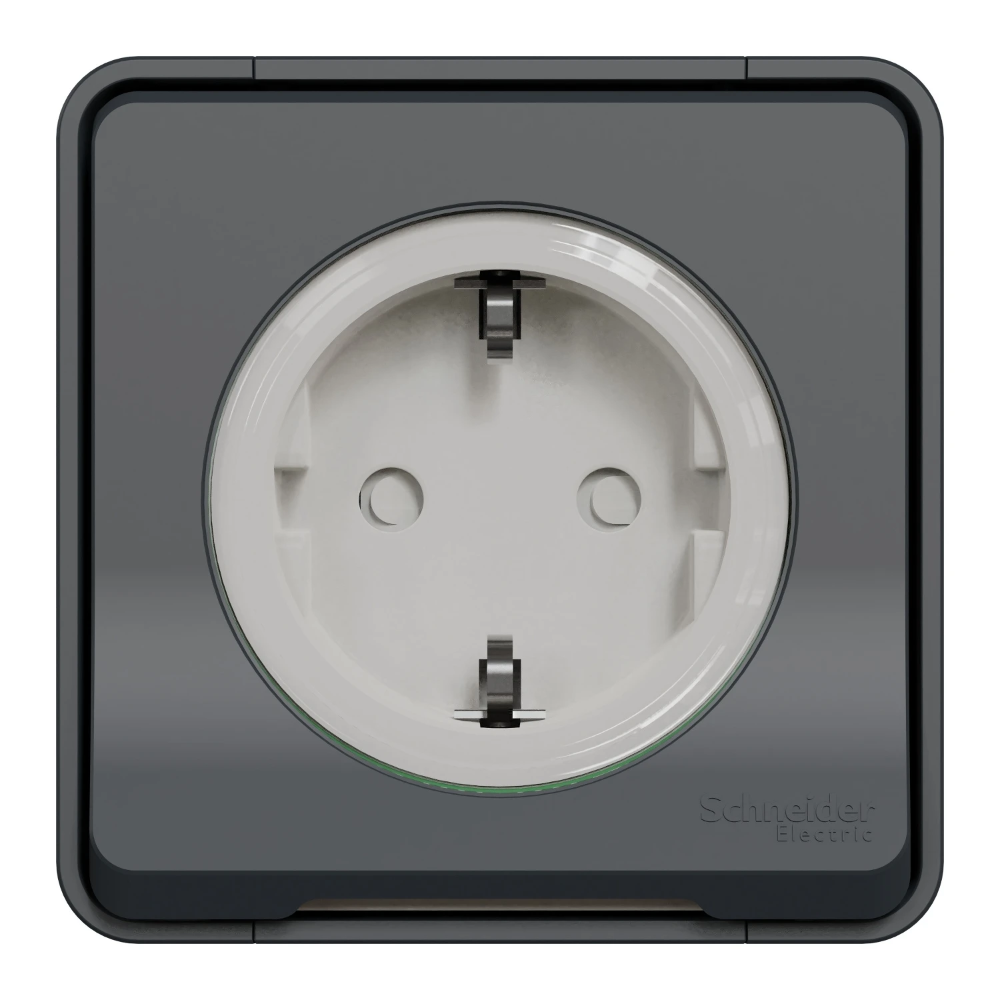 Miniatuur van Schneider-Merten stopcontact met klapdeksel IP55 - Mureva Styl mat grijs (MUR36034)