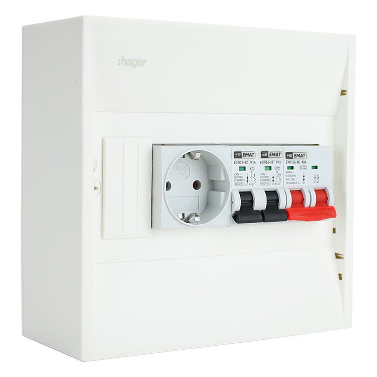 Miniatuur van EMAT PV-verdeler 2x B16 groep met WCD en hoofdschakelaar (85017000)