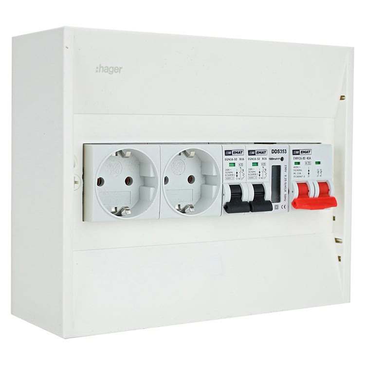 Miniatuur van EMAT PV-verdeler 2x B16 groep 2x WCD, hoofdschakelaar en kWh meter (PV0004)