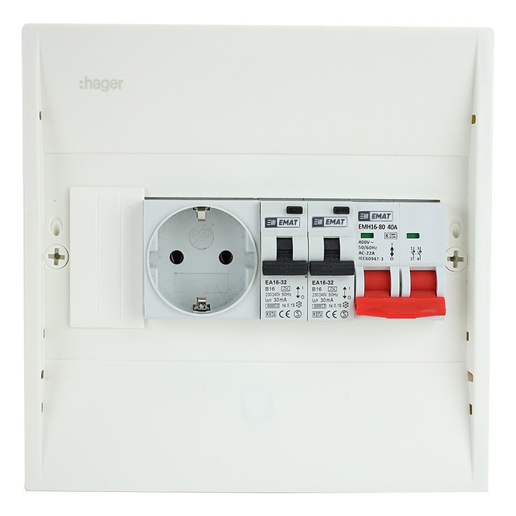 Miniatuur van EMAT PV-verdeler 2x B16 alamat met WCD en hoofdschakelaar (PV0005)